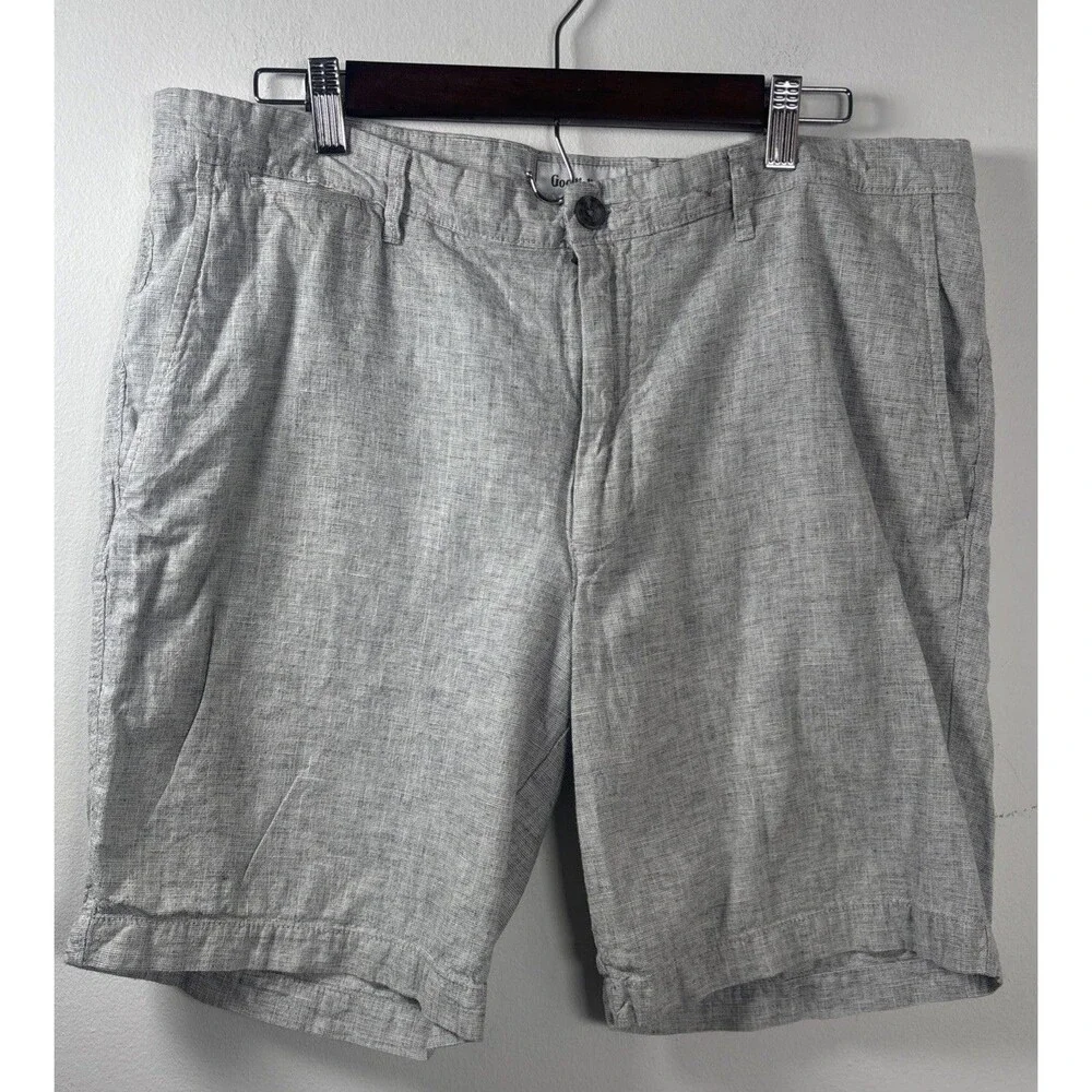 Goodfellow Shorts Mens 36 Linen Blend Gray Chambray 9